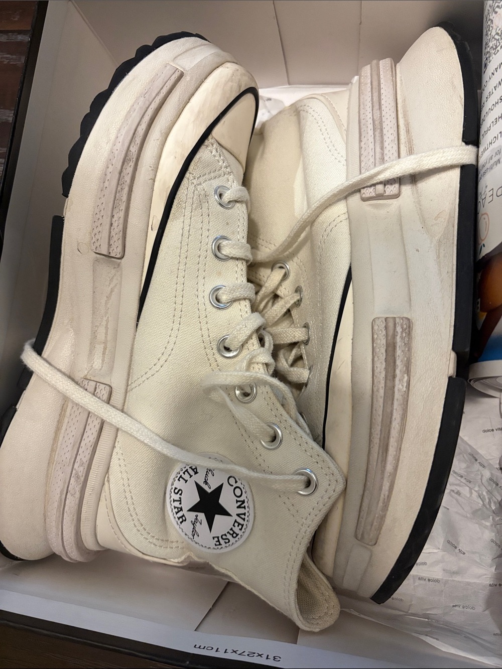 Converse Platform Chuck Taylor All Star High Tops in Off-White and Black